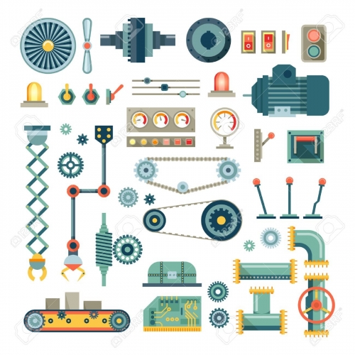 gallery/50709773-parts-of-machinery-and-robot-flat-icons-set-mechanical-equipment-for-industry-technical-engine-mecha